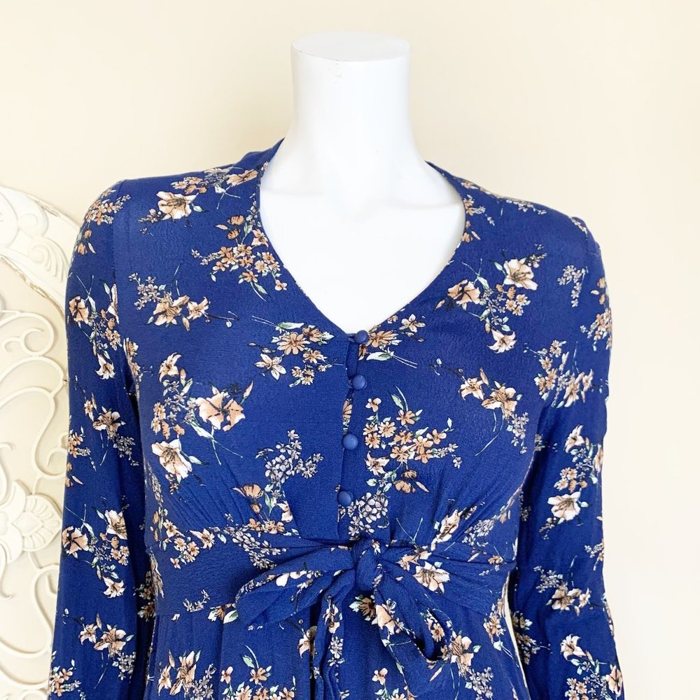 ❌SOLD❌ Ripe | Maternity Women's Blue Floral Print Long Sleeve Dress | Size: S - Picture 2 of 9